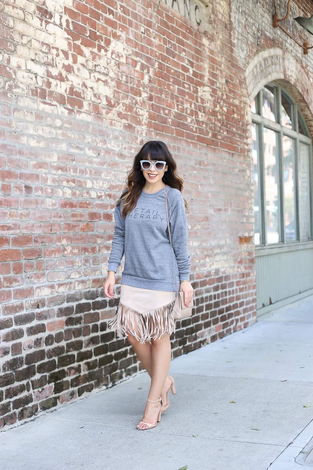 Stiletto Beats, ily couture, retail therapy, sweater, fringe, just fab, zara, prada sunglasses, vince, neutrals, fall 2015,