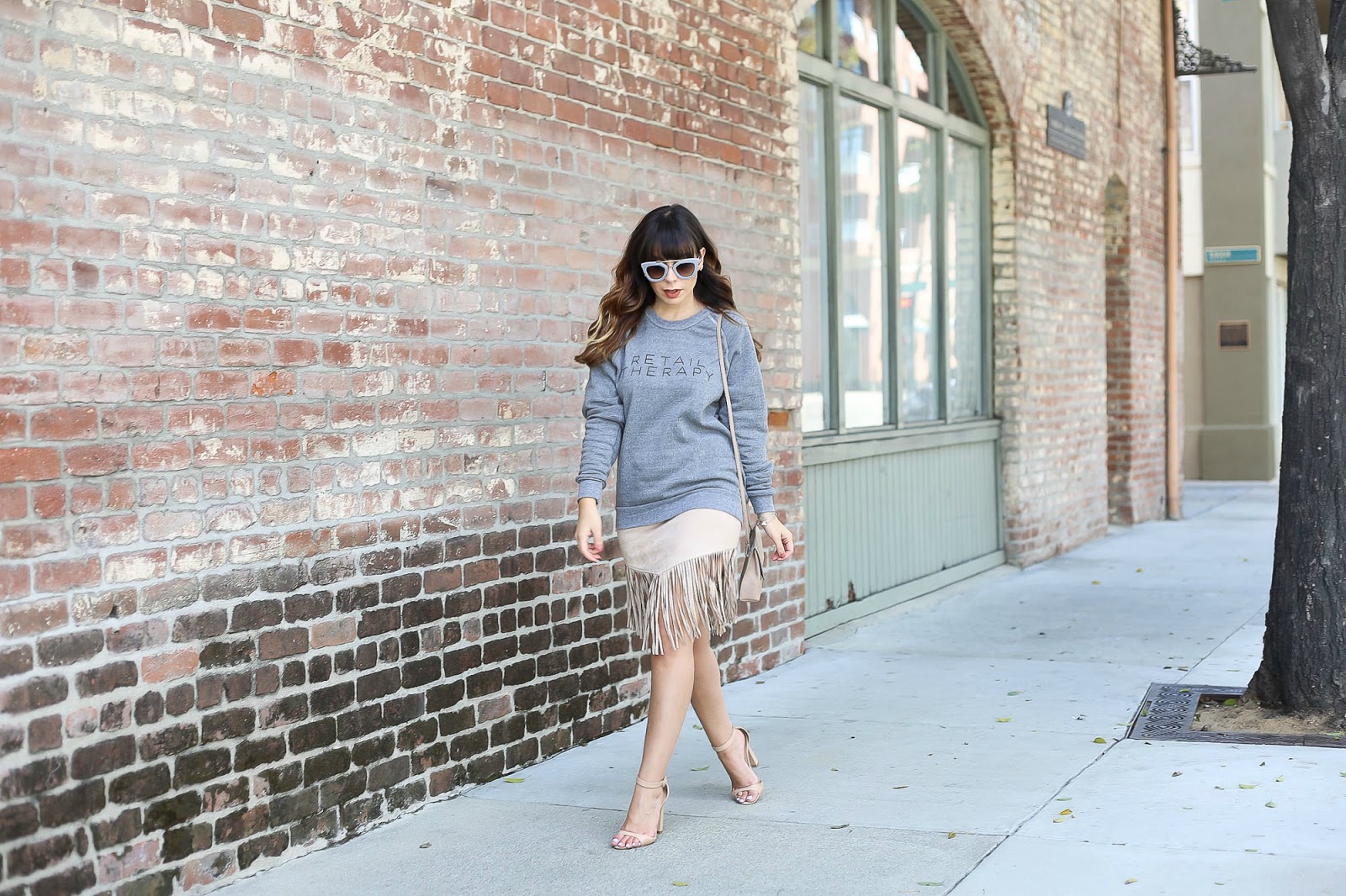 Stiletto Beats, ily couture, retail therapy, sweater, fringe, just fab, zara, prada sunglasses, vince, neutrals, fall 2015,